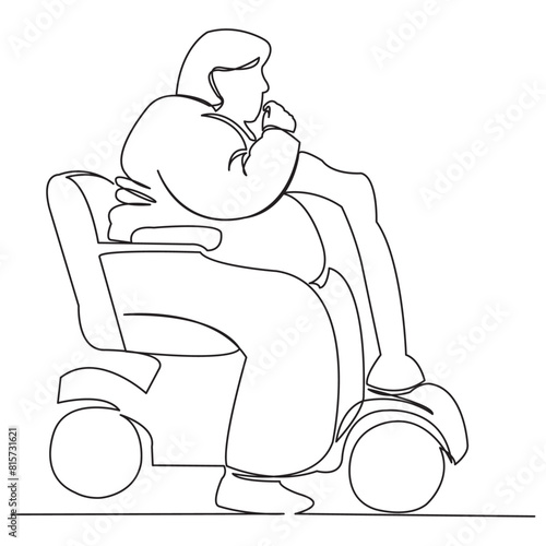 fat woman in an electric wheelchair