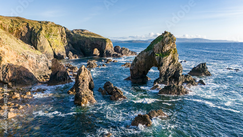 Aerial view of the Crohy Head Sea Arch, County Donegal - Ireland.