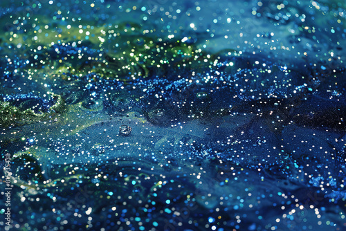 Abstract background of sparkling blue and green glitters