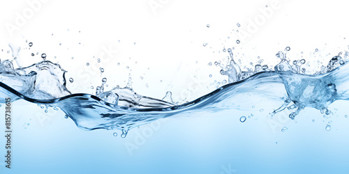 Water splash photograph on white background 