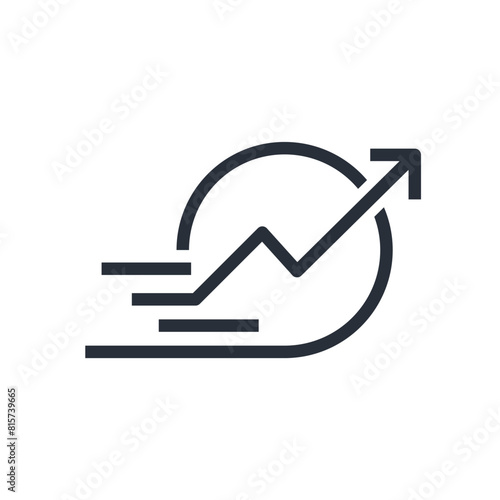 Fast improvement. Trend. Productivity is moving up.Vector linear icon isolated on white background.