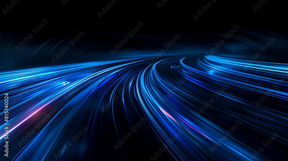 Futuristic High-Speed Blue Light Lines on Black Background Futuristic High-Speed Blue Light Lines on Black Background