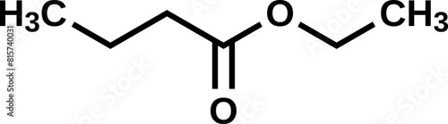 Ethyl butyrate structural formula, vector illustration