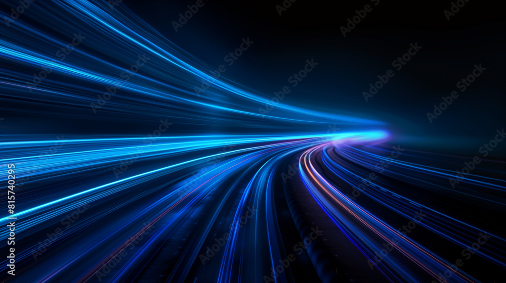 Futuristic High-Speed Blue Light Lines on Black Background Futuristic High-Speed Blue Light Lines on Black Background