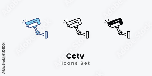 Cctv Icons thin line and glyph vector icon stock illustration