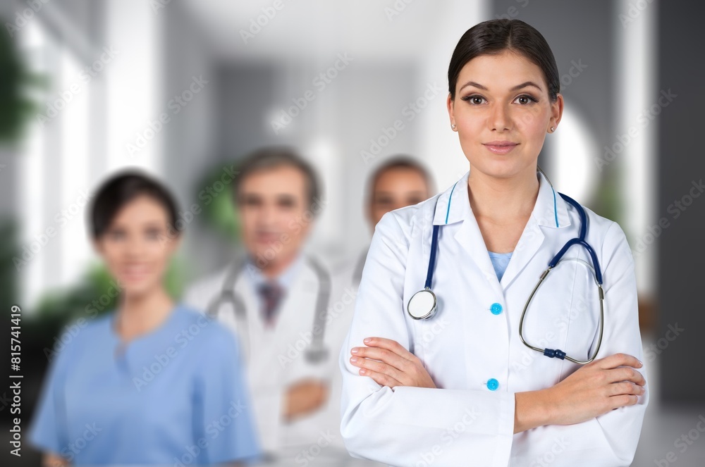 Happy doctor for healthcare services management Happy doctor for healthcare services management