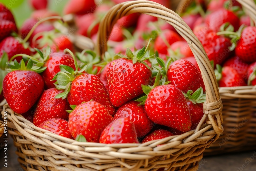 Succulent Basket fresh strawberries. Ripe raw fresh. Generate Ai Succulent Basket fresh strawberries. Ripe raw fresh. Generate Ai