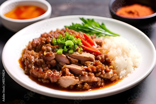 Savory Minced Pork and Rice Delight: A Wholesome Combination of Minced Pork, Rice, and More.