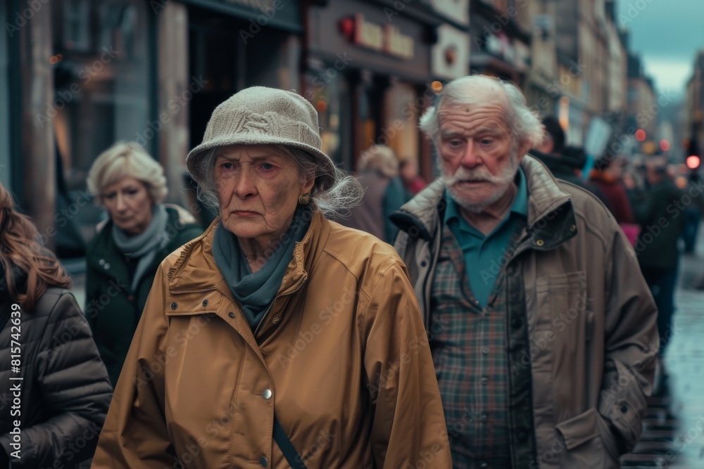 Old people walking in Wroclaw, Poland.