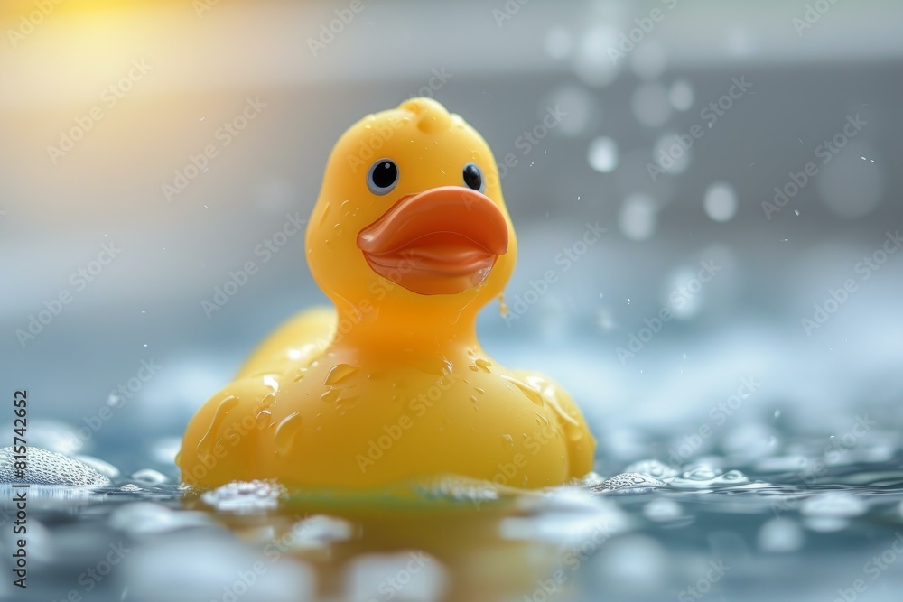 Soft Bath duck toy. Soap water foam. Generate Ai Soft Bath duck toy. Soap water foam. Generate Ai