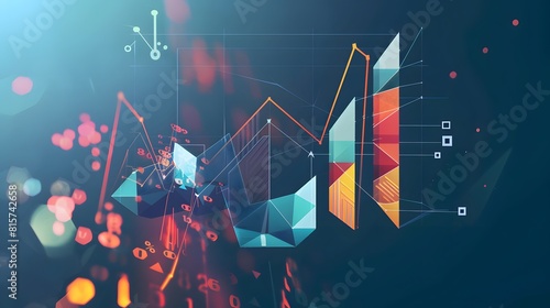 Finance data exchange illustrated through geometric shapes