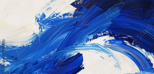 Creamy white   cobalt blue oil painting strokes.