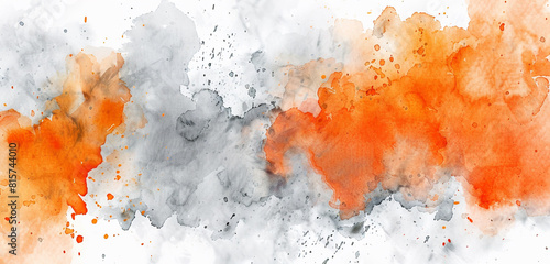 Lively bright orange and soft gray abstract spots on white.