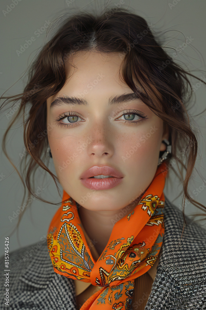 Informal Office Outfit with Orange Scarf Informal Office Outfit with Orange Scarf