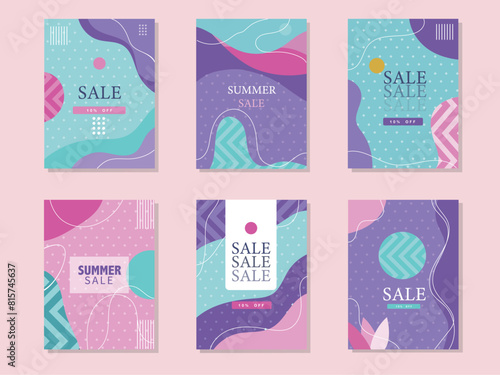 Set of sale banner template design for social media mobile apps. Elegant sale and discount promotion backgrounds with abstract pattern.Vector illustrations. © issaystudio