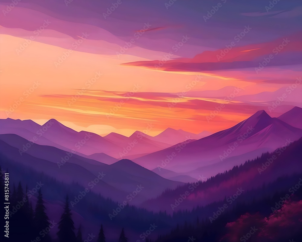 nature background of a serene sunset over a majestic mountain range, with the sky painted in hues of orange, pink, and purple nature background of a serene sunset over a majestic mountain range, with the sky painted in hues of orange, pink, and purple