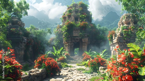 Experience the thrill of adventure in a virtual world filled with lush landscapes and ancient ruins, each scene rendered with breathtaking realism. photo
