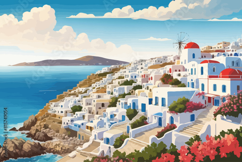 the most beatiful mykonos greece illustration illustration