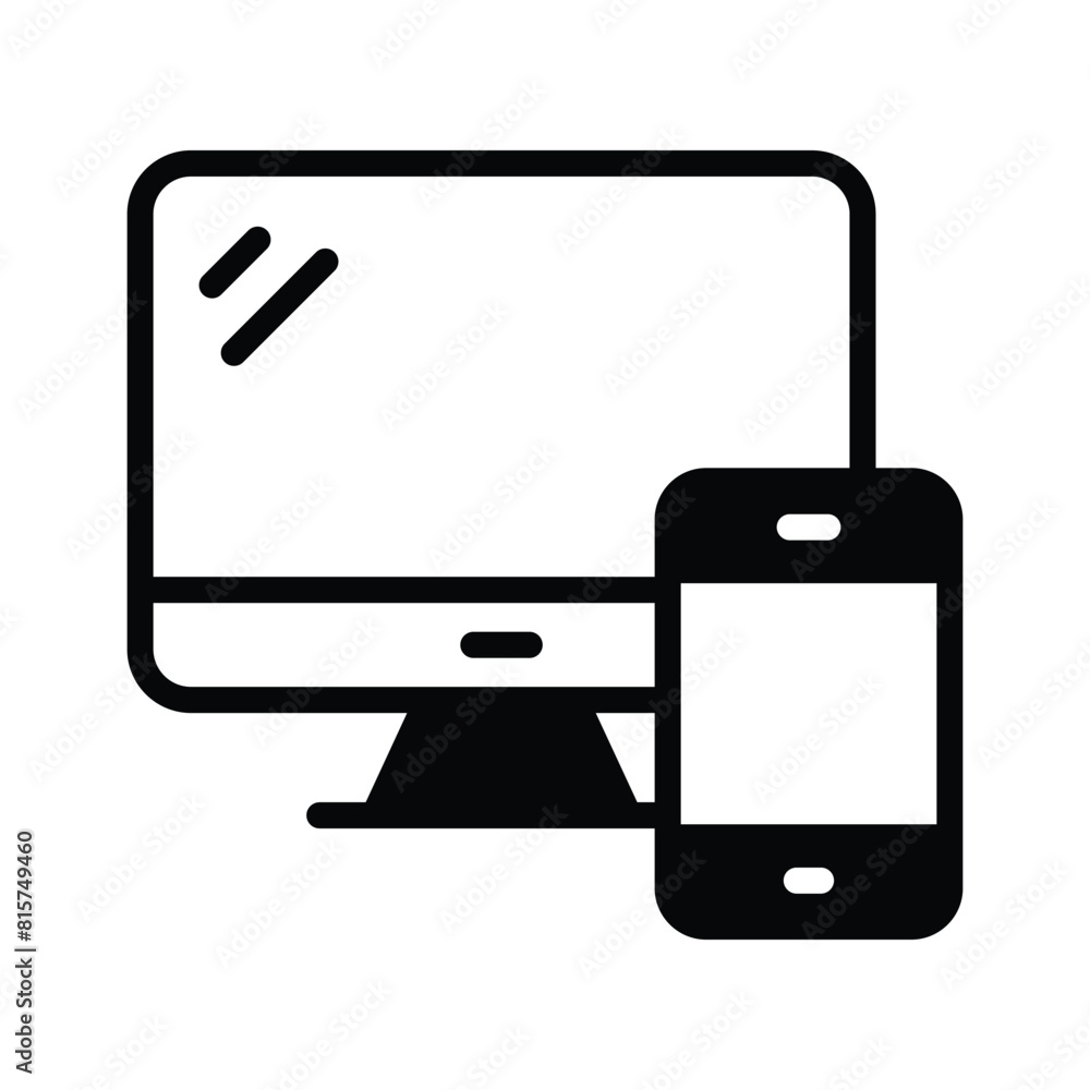 Well designed icon of computer and mobile in trendy style Well designed icon of computer and mobile in trendy style