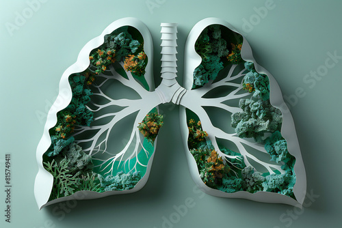 Wallpaper Mural Lung Anatomy in White Paper Cut Art Style Torontodigital.ca