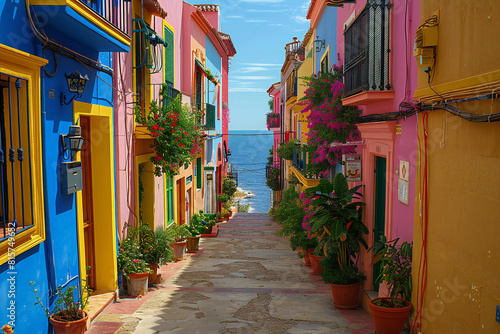 Villajoyosa Street with Multi-Colored Houses