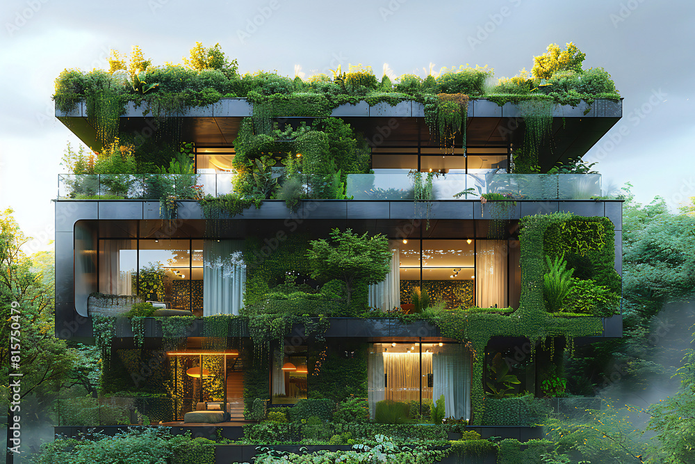 Green Plant Walls on Modern Building Green Plant Walls on Modern Building