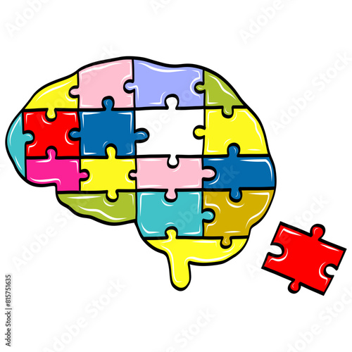 Puzzle Colorful Brain Shaped Vector Illustration