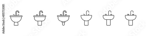 Sink icon set. Sink, wash outline icon collection. Vector