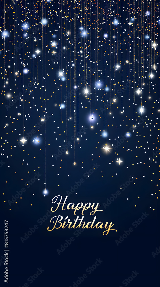 custom made wallpaper toronto digitalHAPPY BIRTHDAYと書かれたネイビーのキラキラのカード