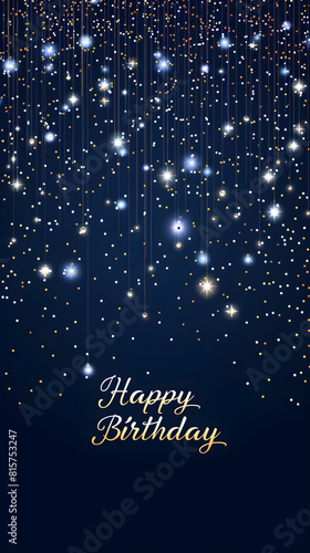 Wallpaper Mural HAPPY BIRTHDAYと書かれたネイビーのキラキラのカード Torontodigital.ca