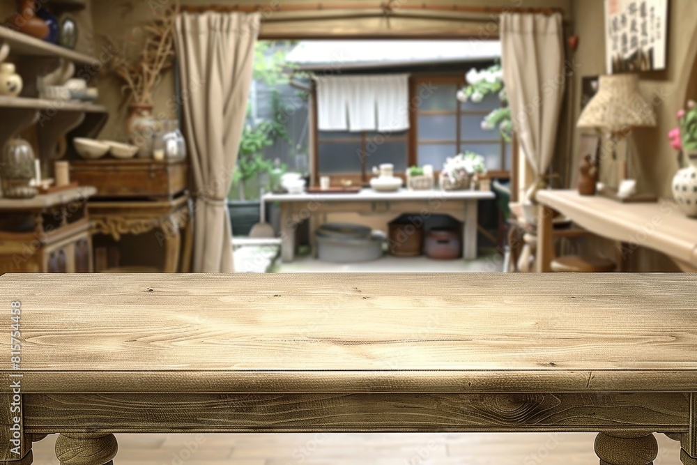 Old Wooden Table in a Room. Generative AI Old Wooden Table in a Room. Generative AI