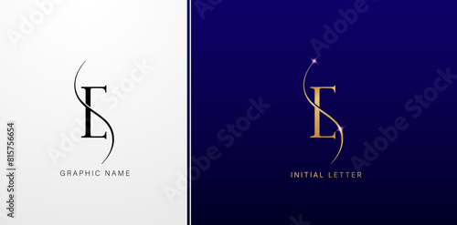 ES initials letters monogram logos designs symbol for business cards elements, branding company identity, advertisement materials golden foil, collages prints, ads campaigns, wedding invitations signs