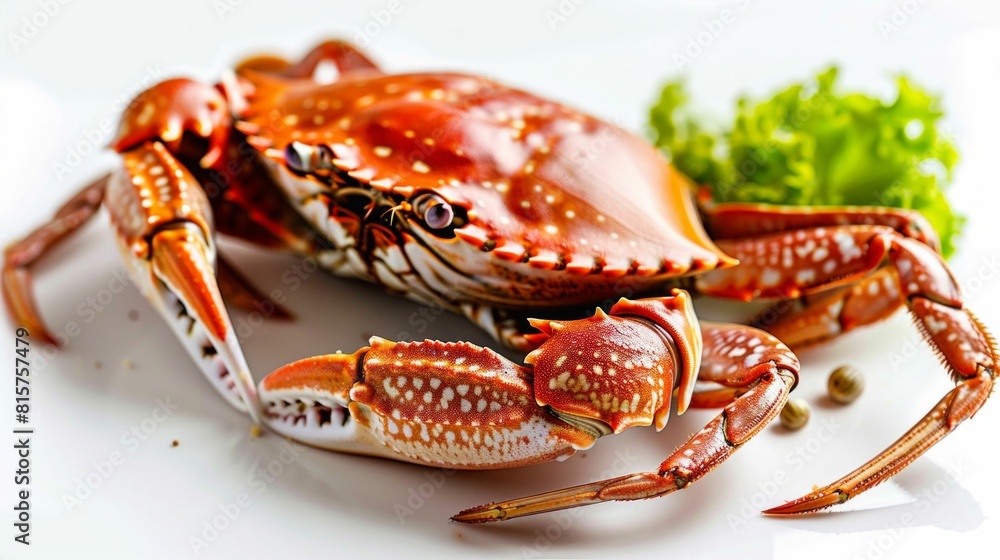 Cooked Fresh Tasty Crab on White Background. Generative ai Cooked Fresh Tasty Crab on White Background. Generative ai