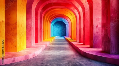 Colorful Archway Tunnel. Generative ai