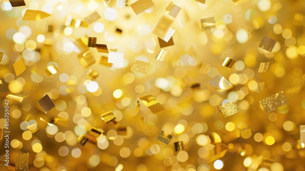 Gold confetti background for party celebration Birthday and holiday concept
