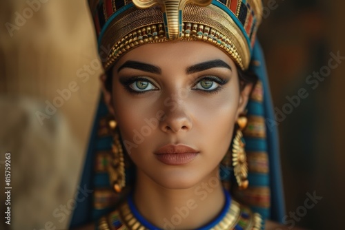 Fashionable Egyptian woman. Portrait face fashion. Generate Ai