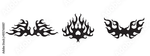 Black fire flames, design elements. Tribal style for tattoo, vehicle decoration or another design