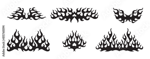 Black fire flames, design elements. Tribal style for tattoo, vehicle decoration or another design