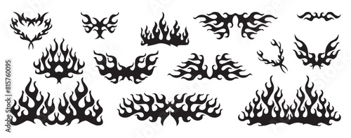 Black fire flames  design elements. Tribal style for tattoo  vehicle decoration or another design