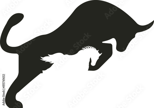 Powerful and majestic, the strong bull charges forward with unyielding determination, its muscles rippling with raw strength, embodying resilience and dominance.