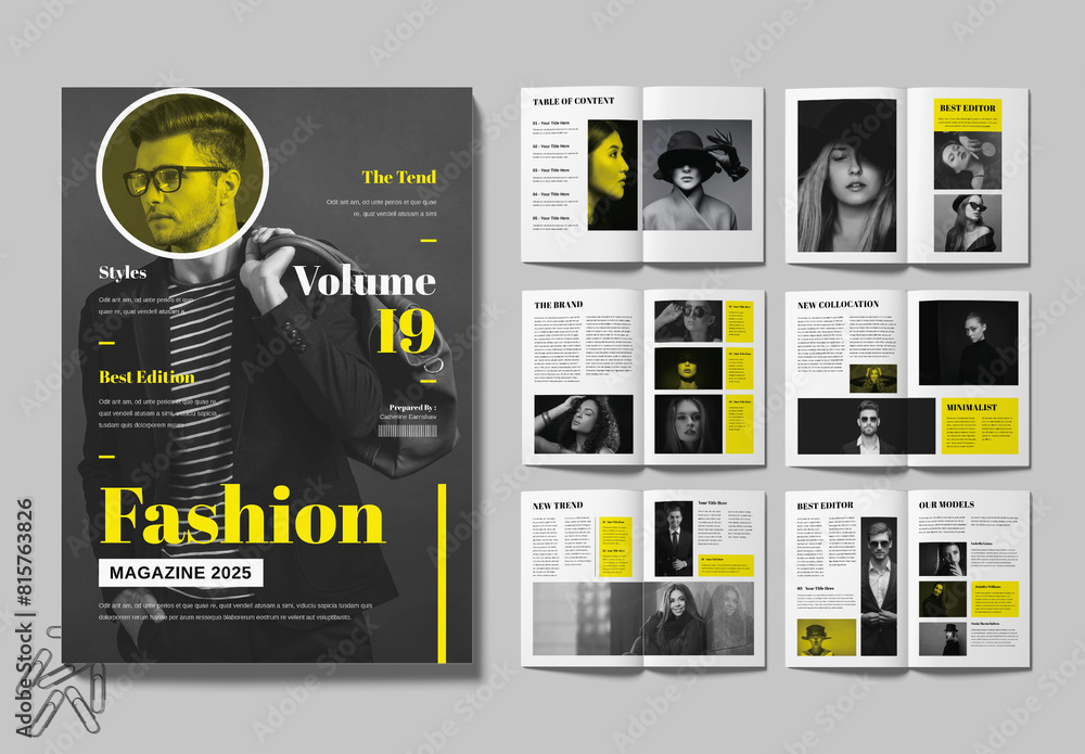 Fashion Magazine Template Design Layout Stock Template | Adobe Stock