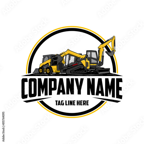 mini excavator   Skid steer loader company  logo vector image