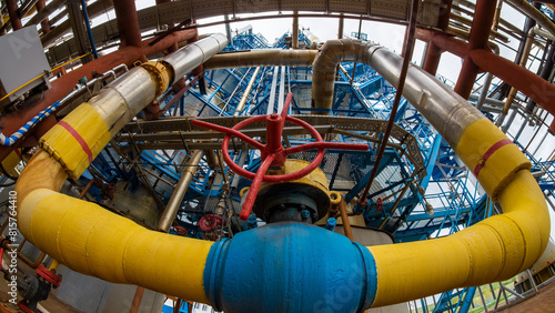 Gas processing station. Underground gas storage. Shut-off valves