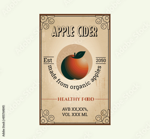apple cider label, cider label design, Apple Cider template vector, apple engraving, hard cider
