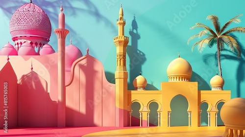 Kurban Holiday at muslim countires isolated on colorful background photo