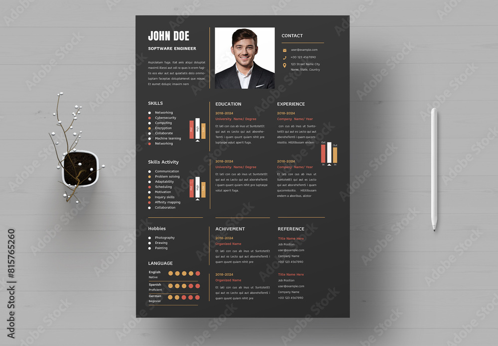 Professional Resume Template Stock Template Adobe Stock Professional Resume Template Stock Template Adobe Stock