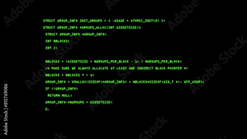 Code appearing on black background, Hacking with lines of code, Green lines of code moving from bottom to top