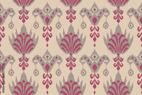 Ikat paisley embroidery on the fabric in Indonesia,India and asian countries.geometric ethnic oriental seamless pattern.Aztec style. illustration.design for texture,fabric,clothing,wrapping,textile