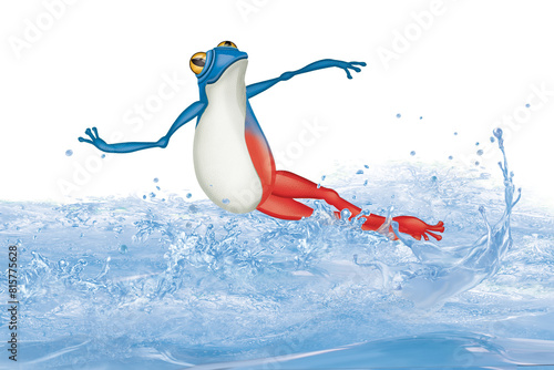 illustration d'un grenouille avec la couleur de la France qui gesticule dans l'eau photo