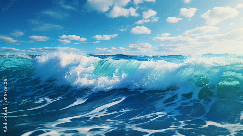 Powerful foamy sea waves rolling and splashing